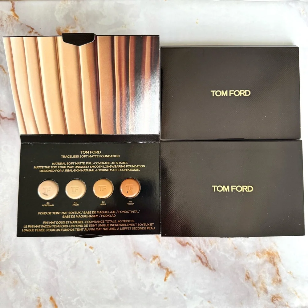 3 Tom Ford Traceless Soft Matte Foundation Sample Packet Porcelain Fawn Sepia